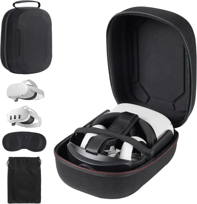 Detalle de TIGOJH Hard Carrying Case for Meta Quest 3S / Quest 3 / Quest 2 (Hard Shell, Lens Protectors & Battery-Strap Compatible)
