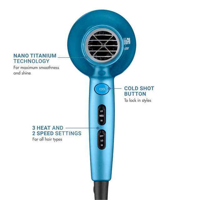 Detalle de BaBylissPRO Nano Titanium 2000-Watt Blow Dryer with Concentrator Nozzle (Ionic, Corded)