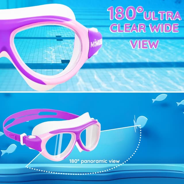 Thumbnail 5 de MOMUSE occhialini da nuoto per bambini 12-18 anni (visiere M-L) anti-appannamento e ampia visione