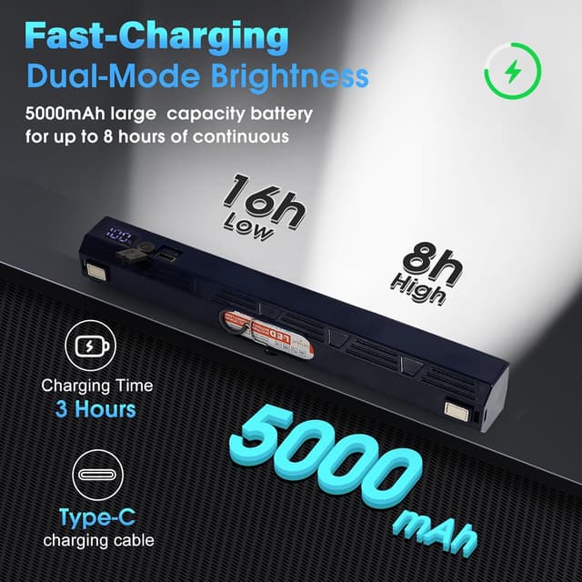 Detalle de Rechargeable Lights LETOUR 4000 Lumen 30cm Camping LED Tube Light Bar – Magnetic IPX6 Emergency Lamp