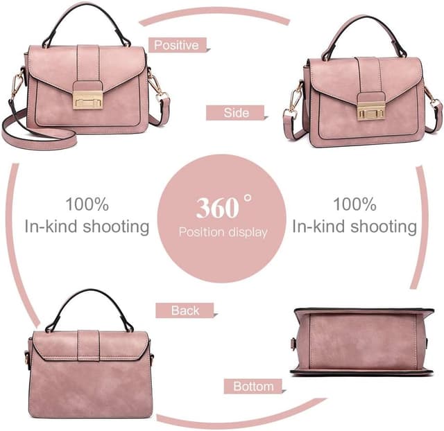 Detalle de Miss Lulu sac à main femme en PU cuir avec bandoulière amovible (22 x 9,5 x 16 cm)