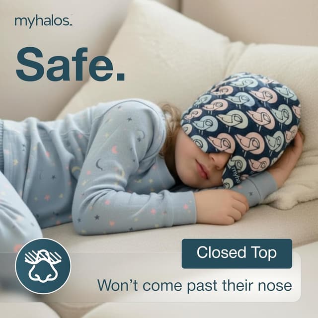 Detalle 2 de MyHalos Children’s Migraine Relief Cap – cooling gel ice pack hat for kids (multicolour)