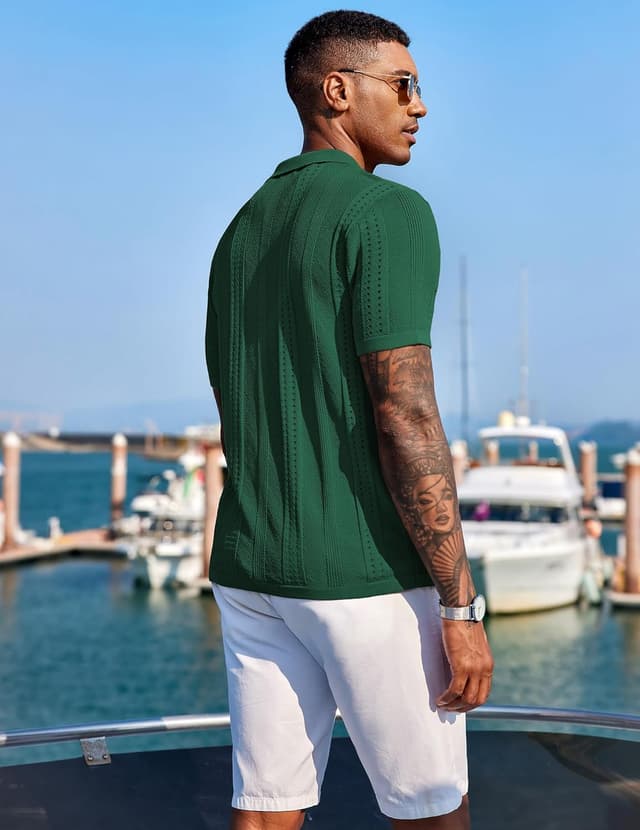 Detalle de COOFANDY Men's Knit Polo Shirt