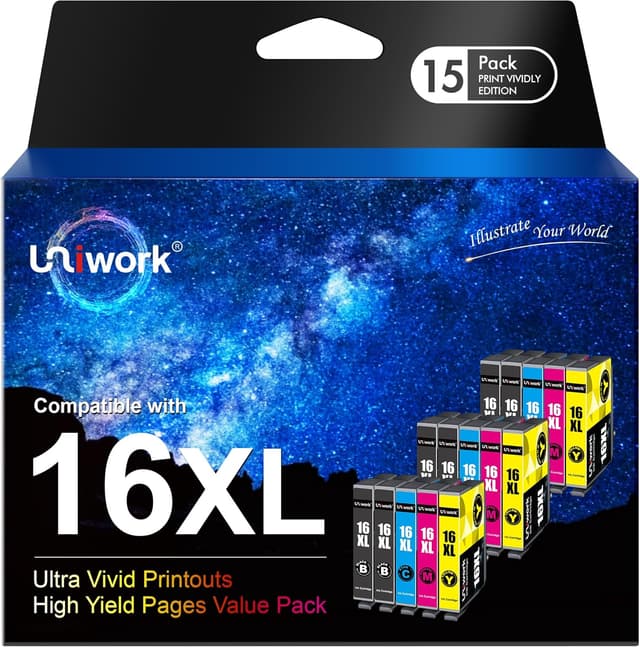 Detalle de Uniwork 16XL Multipack 15er-Pack Druckerpatronen 🖨