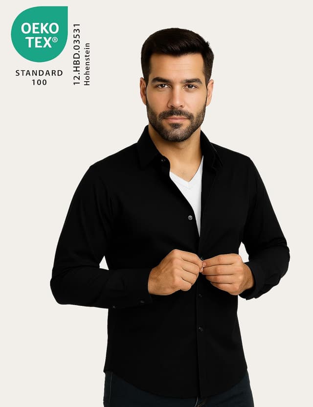 Detalle de Lot de 4 t-shirts ALPIDEX homme col en V (coton/élasthanne) à porter en sous-vêtement