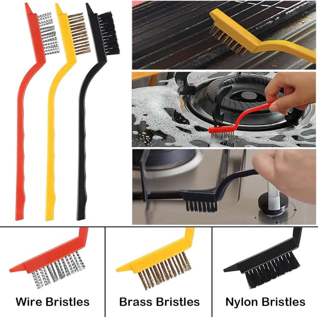 Detalle de OTOP0 10-teilges Spalt-Reinigungsbürsten-Set mit harten Borsten für Küche, Bad & Fugen