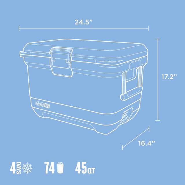 Detalle de Coleman Pro Heavy-Duty 45qt Ultra-Light Premium Hard Cooler (74-can capacity)