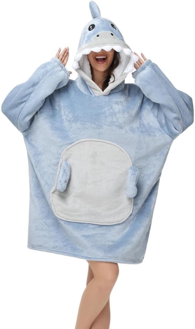 Thumbnail 6 de chuangminghangqi Übergroße Kapuzendecke mit Ärmeln – kuscheliger Fleecepullover für Erwachsene (Unisex)