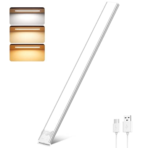 Detalle de Ylatoial Luz de armario con sensor de movimiento recargable magnética 41 cm, 3 temperaturas de color