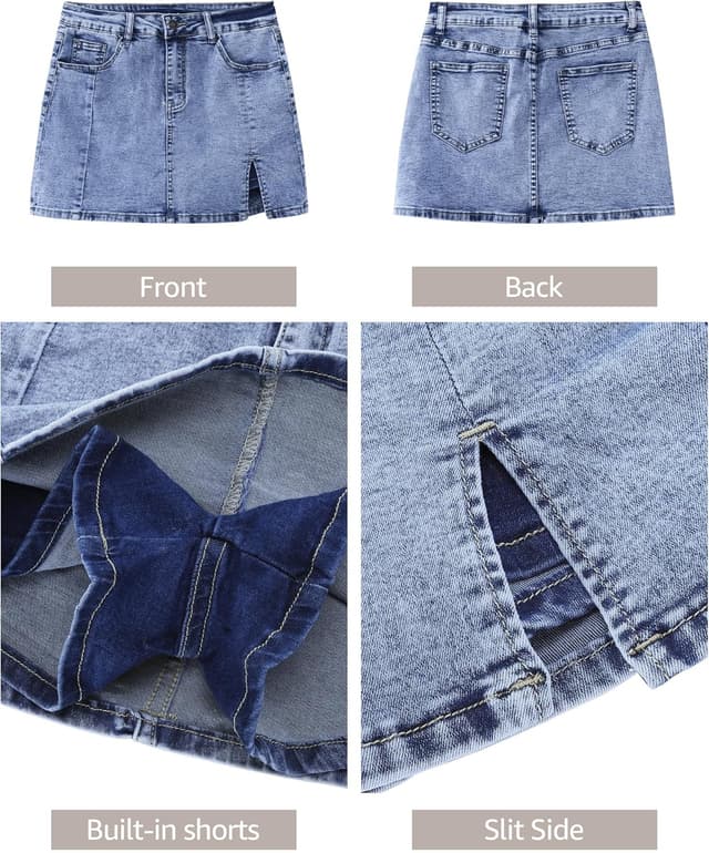 Thumbnail 4 de luvamia Denim Mini Skort high-waisted stretch skirt
