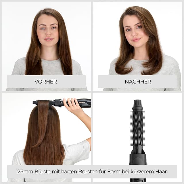 Detalle de BaByliss Smooth Finish 1200 (AS122E) Warmluftbürste mit 5 Aufsätzen, 3 Heizstufen und Ionen-Technologie
