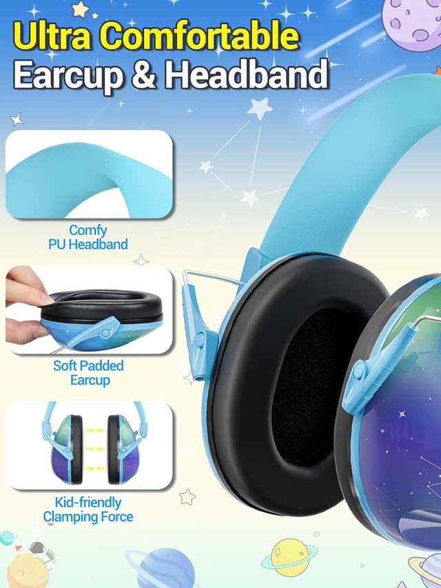 Detalle de Dr.meter Children’s Ear Defenders – Noise-blocking earmuffs with adjustable headband (SNR 27dB)