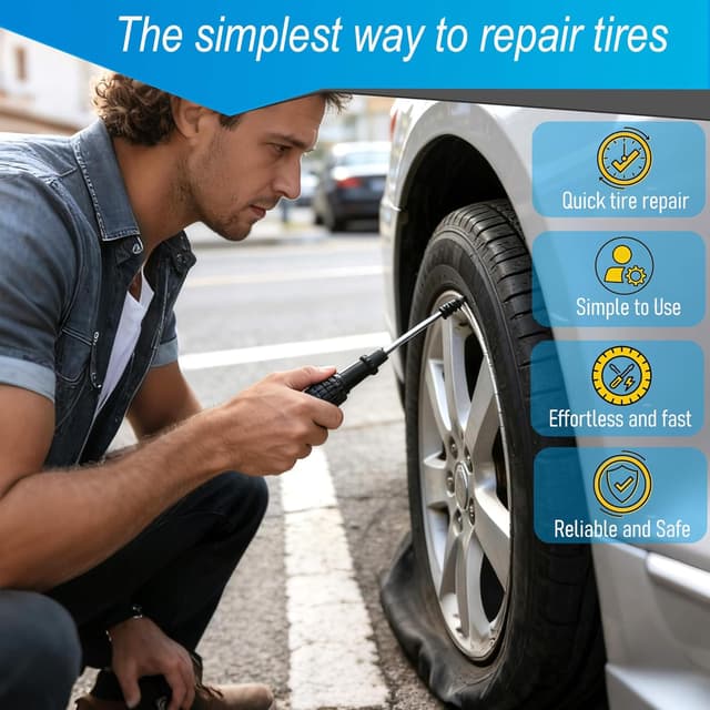 Detalle de LOGOL 60 Pc Tire Repair Rubber Nail Kit with Tire Glue and Repair Screws