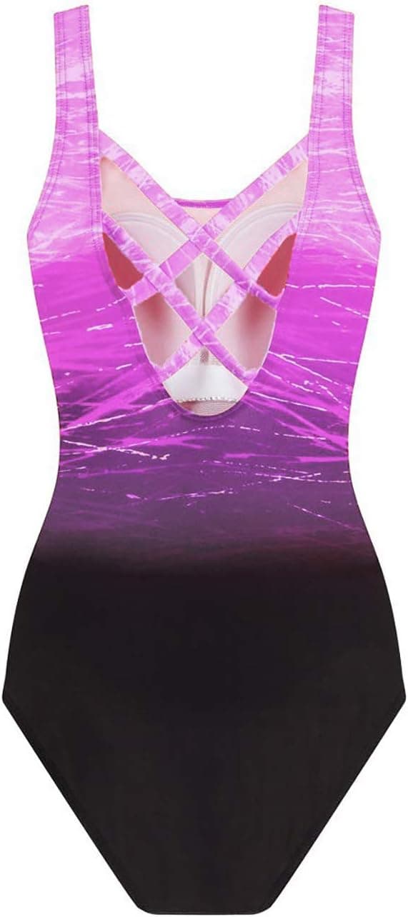 Detalle 2 de Bsubseach Damen Badeanzug mit Bauchkontrolle (Criss-Cross Back, einteilig)