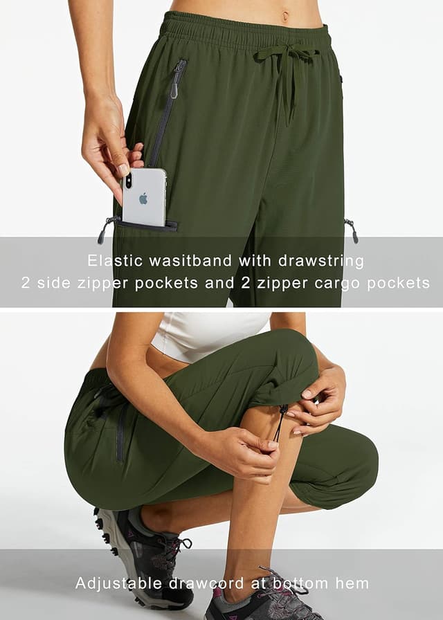 Detalle 2 de Libin Women’s Lightweight Quick-Dry Capri Cargo Pants with Zipper Pockets