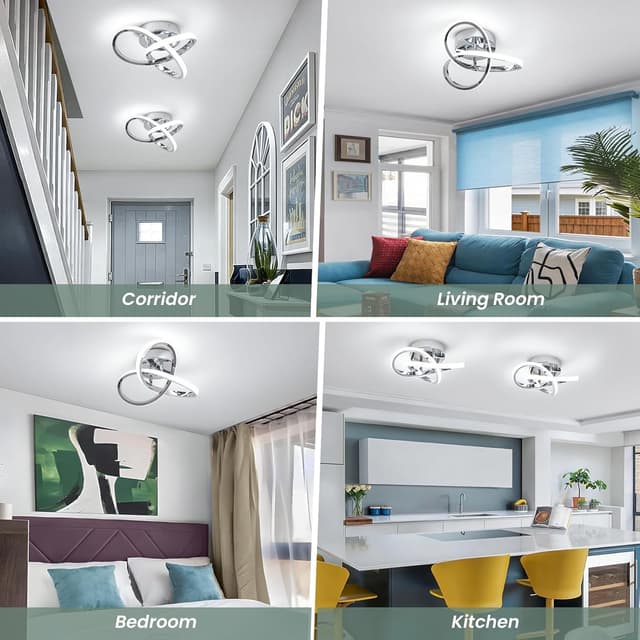 Thumbnail 5 de EIDISUNY Modern Chrome Ceiling Light 25cm 22W ⌁