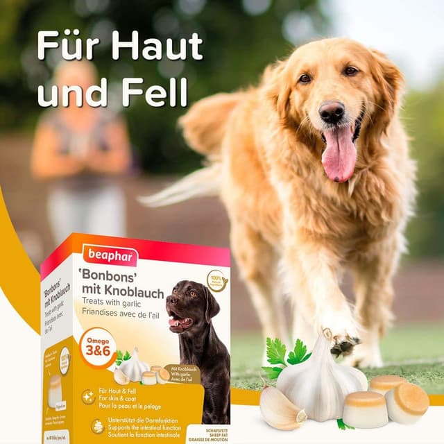 Detalle 2 de beaphar Bonbons d’ail pour chiens (245 g) aux oméga 3 6 9