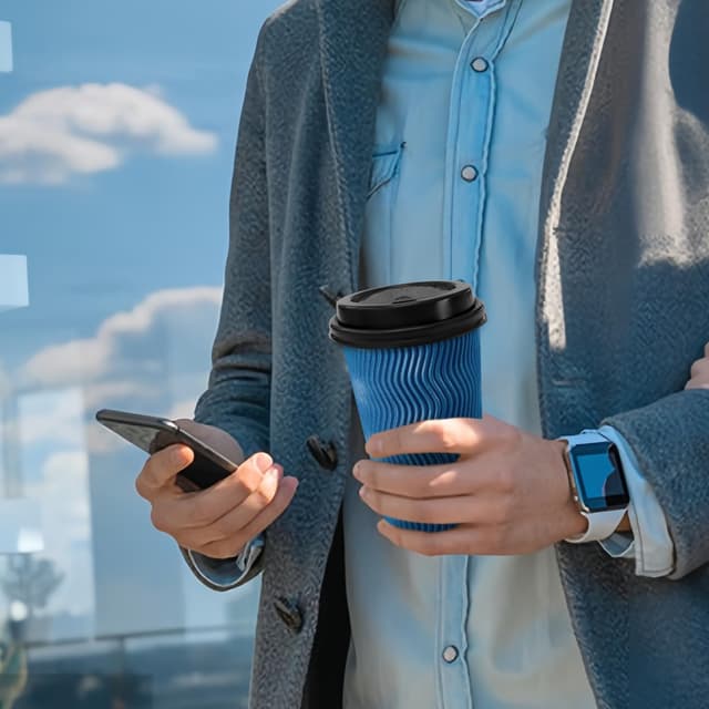 Detalle de Lamosi 16 oz Disposable Coffee Cups with Lids (50-Pack) — paper insulated hot drink cups