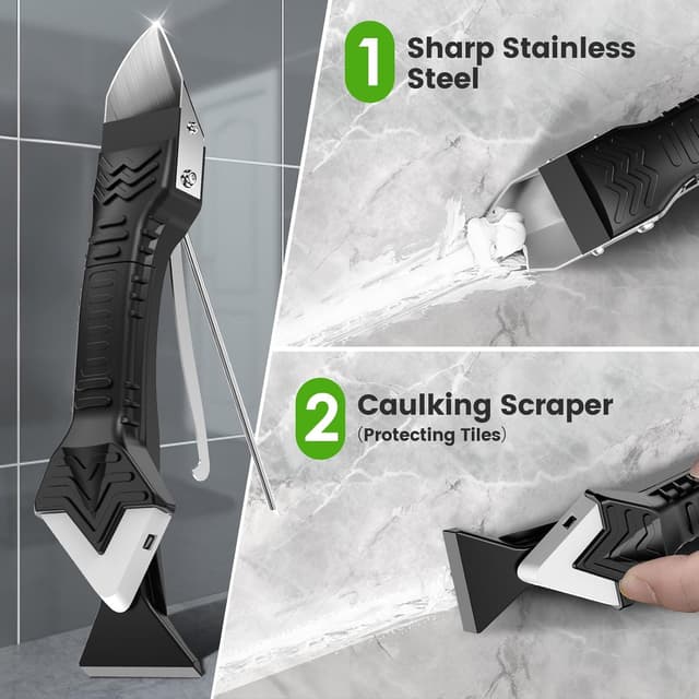 Detalle de Caulking Tool 5 in 1 silicone caulking kit with 6 pads 🛠