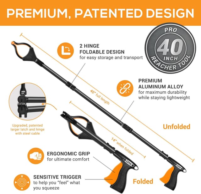 Detalle 2 de EZPIK 40” Litter Picker & Magnetic Grabber Stick with Rotating Head