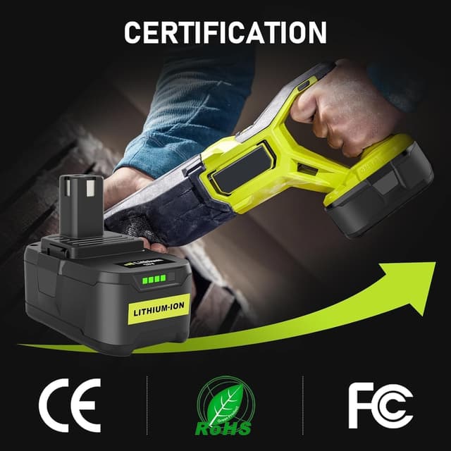 Detalle 2 de 2× 18V 8,0Ah Lithium-Akkus für Ryobi ONE+ (LED-Anzeige) – passend zu RB18L40/RB18L25 u. a.