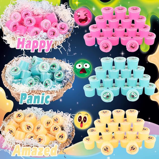 Detalle 2 de 120 Pack Galaxy Slime Kit for Kids – Glow in the Dark DIY Luminous Slime (neon colours)