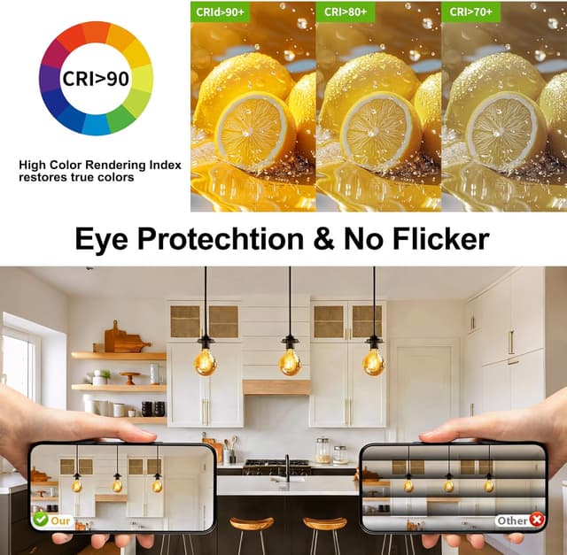 Detalle de URing E27 LED Vintage Glühbirne dimmbar 2200K (G80), 4 W – 3er-Set