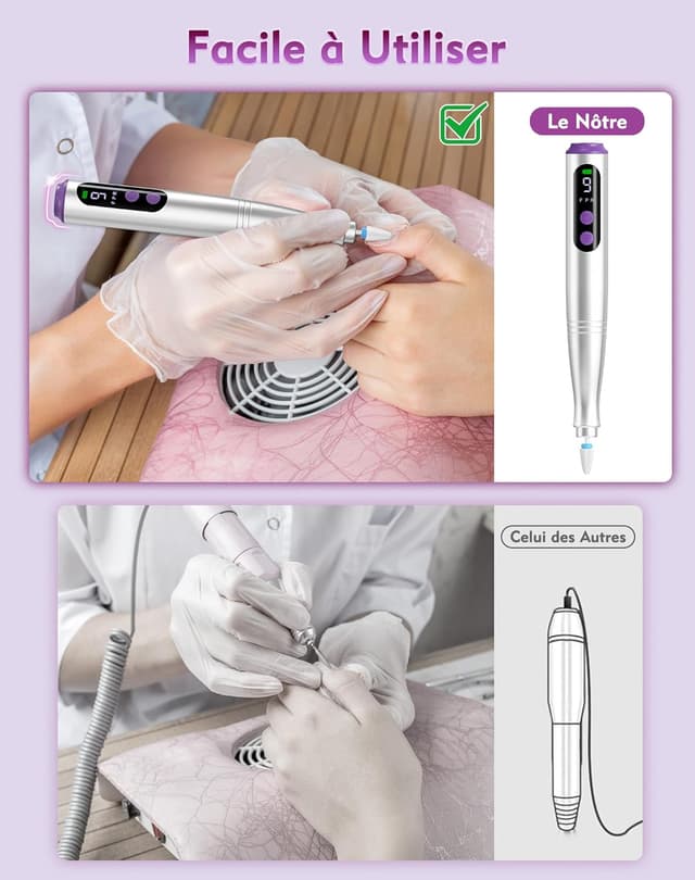 Thumbnail 6 de Fofile ponceuse électrique pour ongles sans fil 12 en 1, 20000 tr/min et écran LED