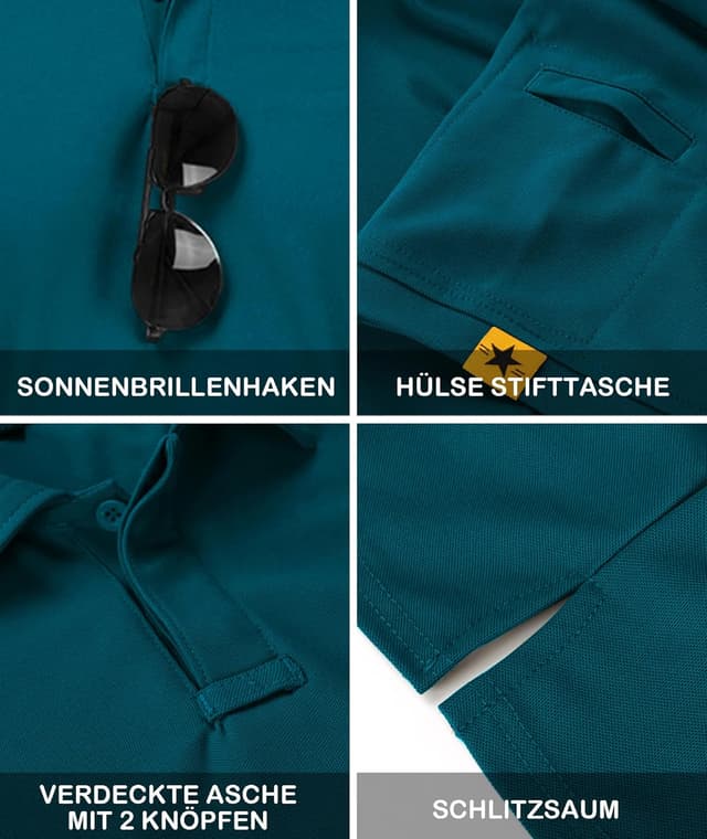 Detalle de JACKETOWN Men’s Polo Shirt Short Sleeve Breathable Tennis/Golf Polo (Button Front)