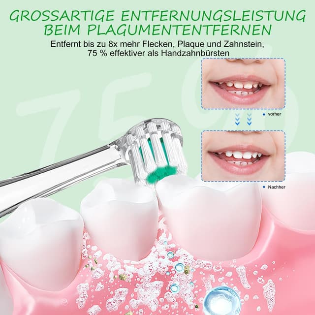 Detalle de Ersatzbürsten für Seago & Teeteck Kinderzahnbürsten – 5er-Set kompatibel mit SG-513/SG-977/SG-2139