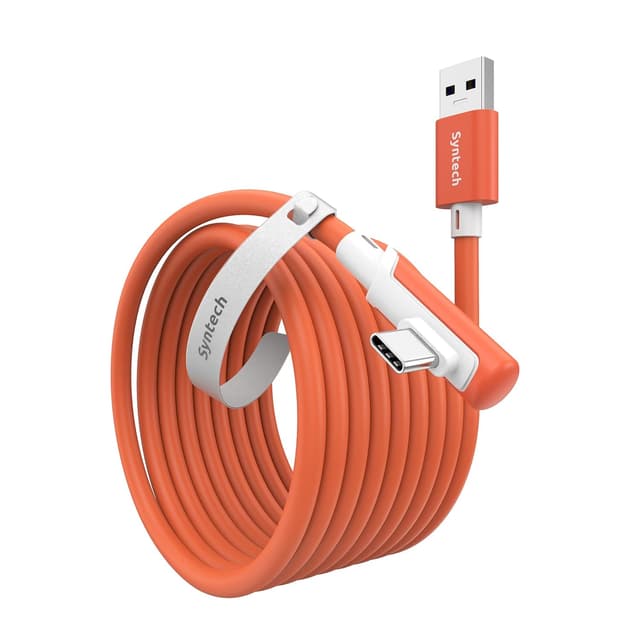 Detalle de Syntech Link Kabel 5 m (USB 3.0 auf USB-C) für Meta Quest 3/2/Pro, Pico 4 & Steam VR – Orange