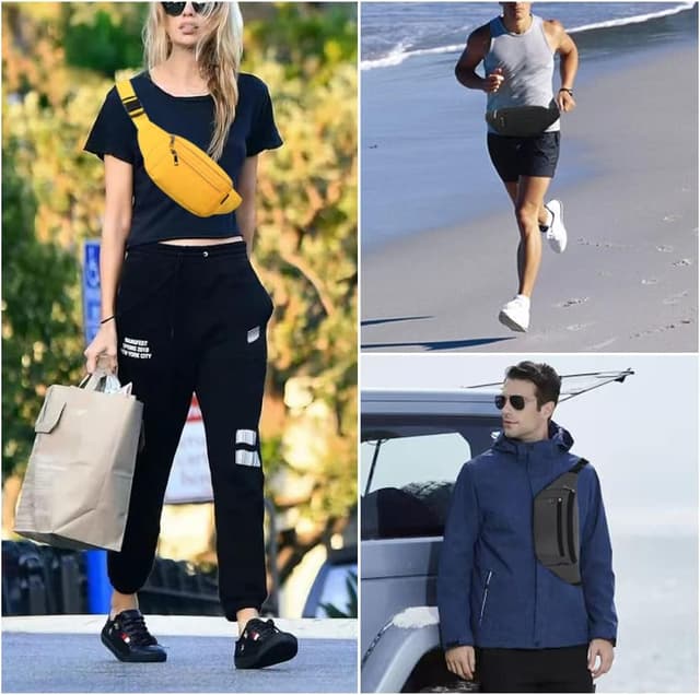 Detalle 2 de Bauchtasche Gürteltasche Hüfttasche Sport wasserdicht für Damen & Herren (Schwarz)