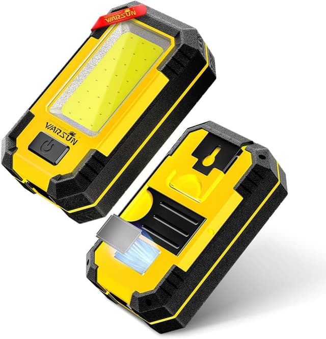 Detalle de WARSUN Lampe de travail baladeuse LED COB 1200 lumens, 30W, jaune avec base magnétique et crochet