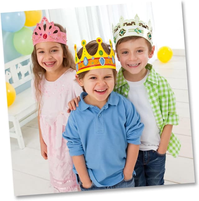 Detalle 2 de Folia 23309 corone per bambini Kinderkronen in 3 forme assortite, 6 pezzi, bianco