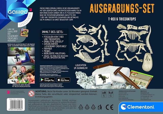 Detalle 1 de Clementoni 69408 Dino-Ausgrabungs-Set ab 7