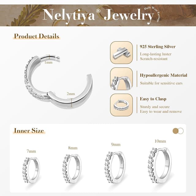 Detalle de Nelytiya 4 Paar Creolen 925 mit 7/8/9/10 mm