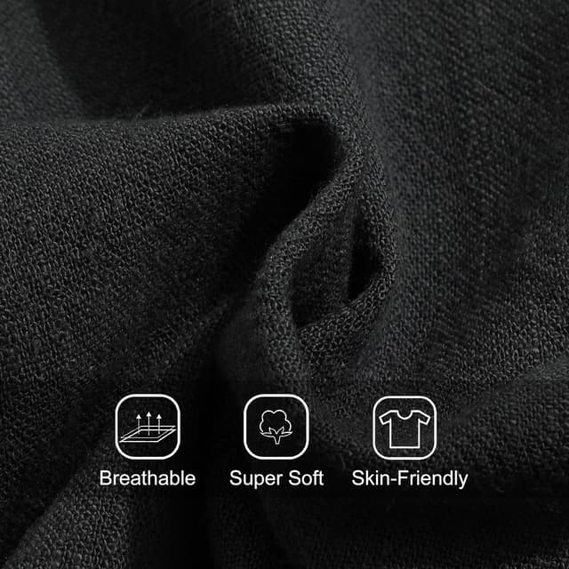 Detalle 2 de Zetieny Herren Leinen-Shorts mit Kordelzug – atmungsaktive Sommer-Freizeitshorts mit Taschen