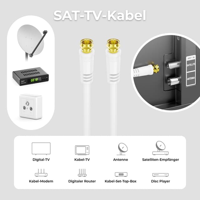 Thumbnail 5 de deleyCON 2m SAT TV Antennenkabel 75 Ohm