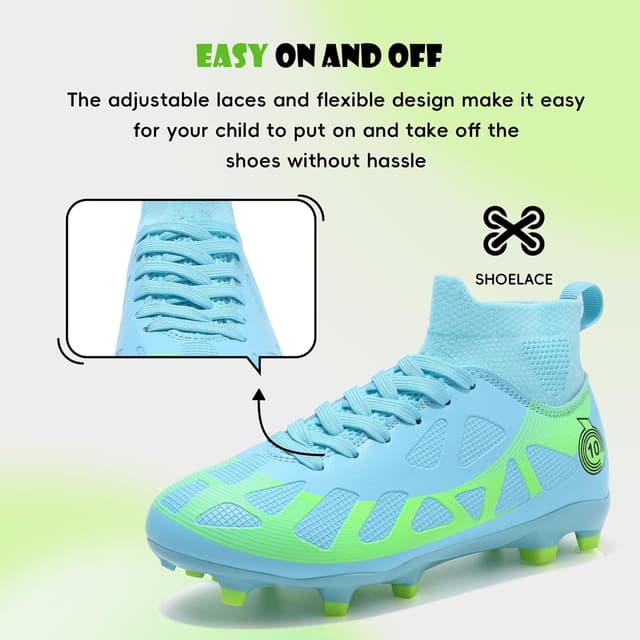 Detalle de WOwallet Kinder-Fußballschuhe mit hohem Schaft für Jungen & Mädchen – robuste Outdoor-Sportschuhe