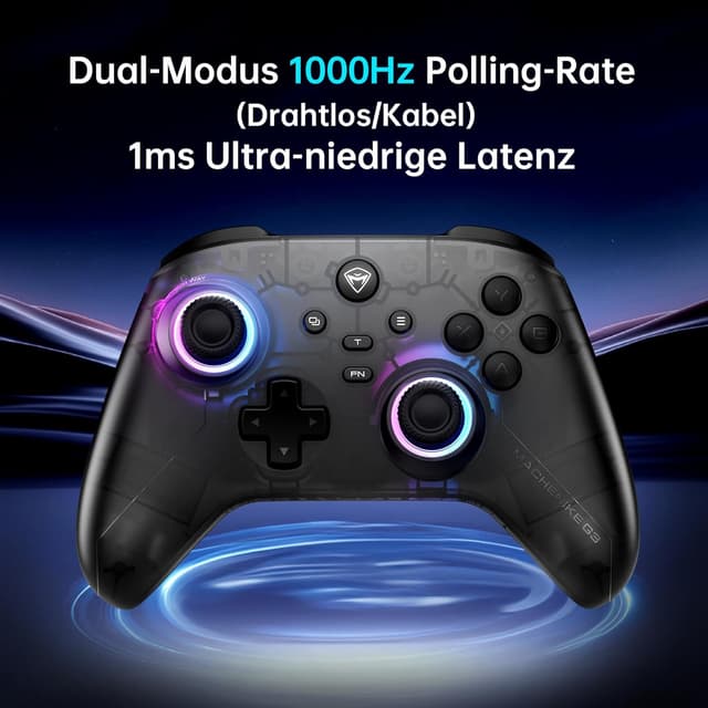 Detalle de Machenike G3V2 Wireless-Controller für den PC – 2 Hall-Effekt-Sticks, 2 zuschaltbare Tasten, 1000mAh Akku, RGB (G3V2)