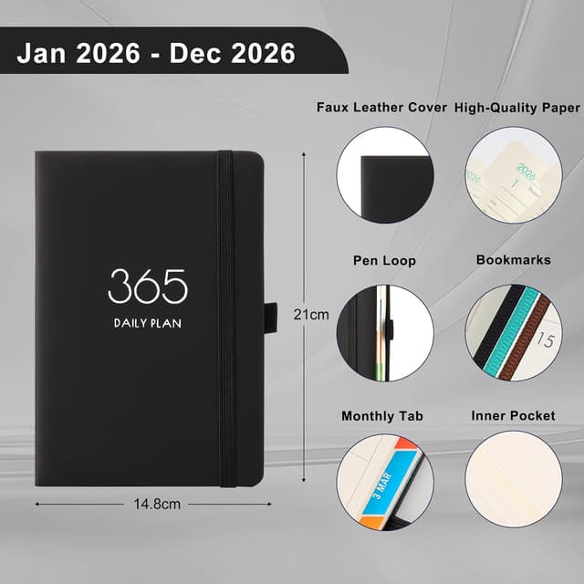 Detalle 2 de A5 Diary 2026 Day Per Page Planner