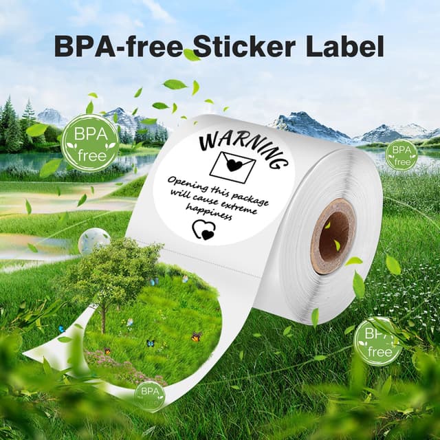 Detalle 2 de Phomemo 3 Rollen runde Thermoetiketten M110, 30×30 mm – selbstklebend, 200 Etiketten pro Rolle