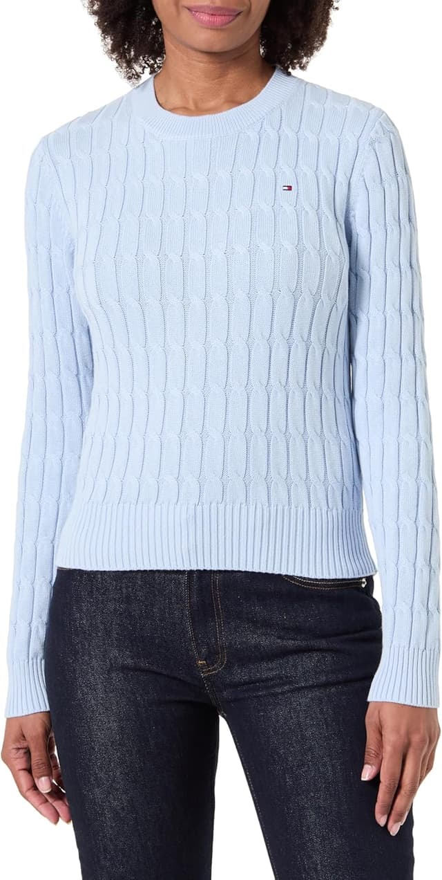 Detalle de Pull-over femme Tommy Hilfiger Co Cable Mid GG C-NK Ls SWT Ww0ww47644, en maille à motif