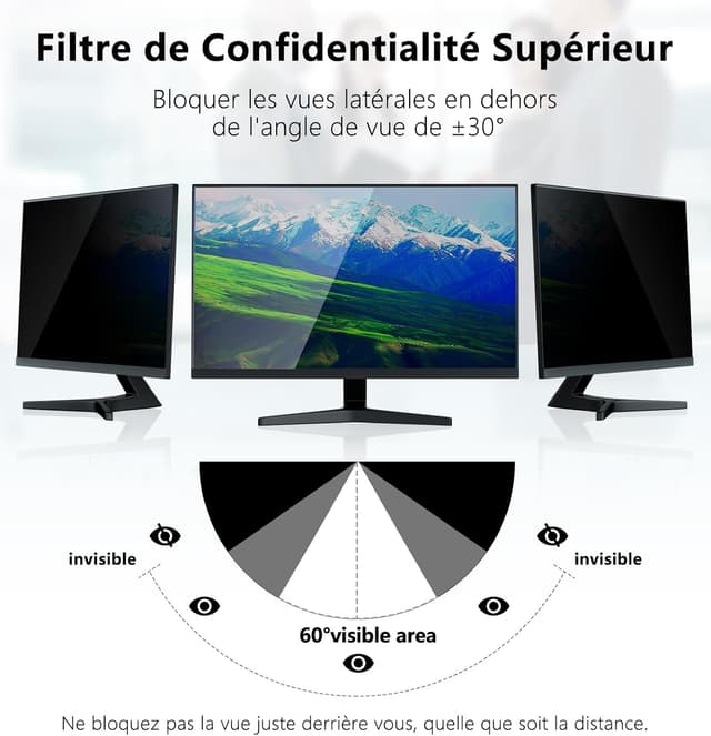 Detalle 2 de PYS Filtre de confidentialité pour écran PC 24 pouces 16:9 (anti-espion, anti-lumière bleue, amovible)