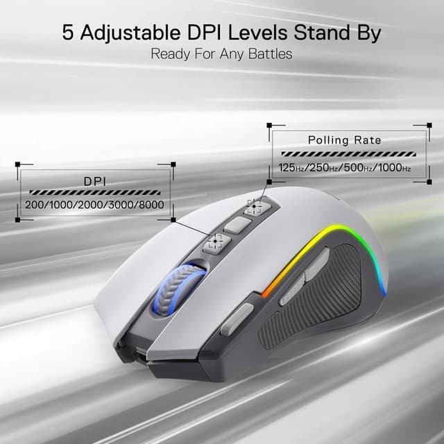 Detalle de Redragon M612 PRO RGB Gaming Mouse (wired & wireless) with 8000 DPI, 11 programmable buttons