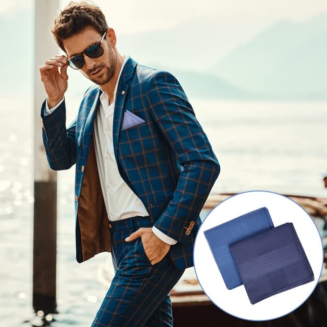 Thumbnail 6 de Aomig Stoff-Taschentücher für Herren (12er-Pack) aus Baumwolle, 40 x 40 cm – klassische Handkerchiefs