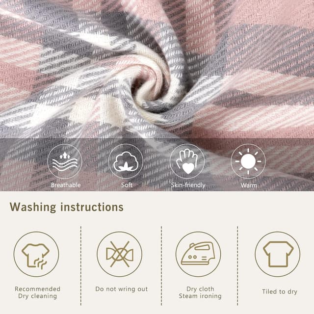 Detalle de Gebell Women Tartan Scarf (Winter Plaid Blanket) – long soft warm tartan check stole
