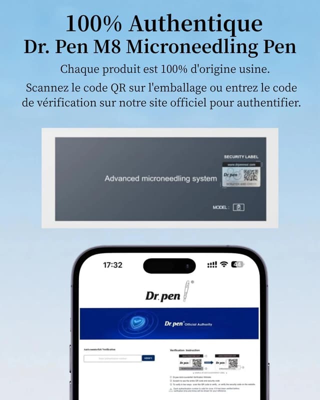 Detalle de Dr.Pen Ultima M8 : stylo électrique de microneedling utilisable avec ou sans fil (avec 10 cartouches)