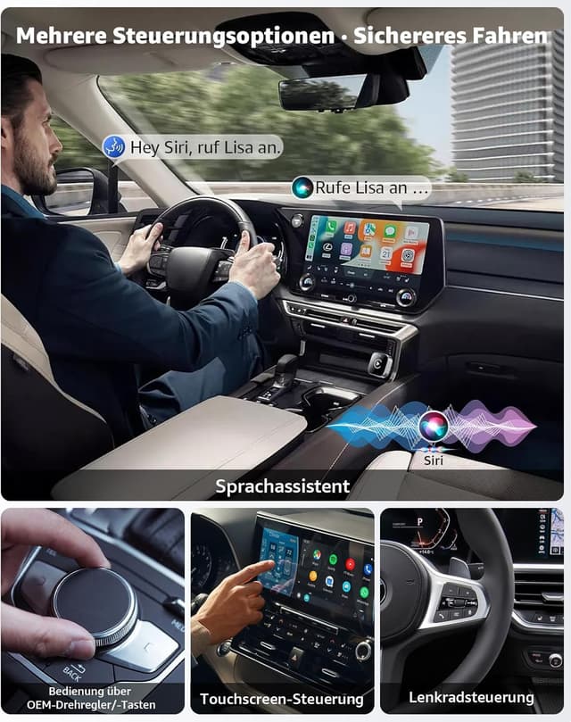 Detalle de Wireless CarPlay & Android Auto Adapter (Plug & Play, kabellos) für Autos ab 2016