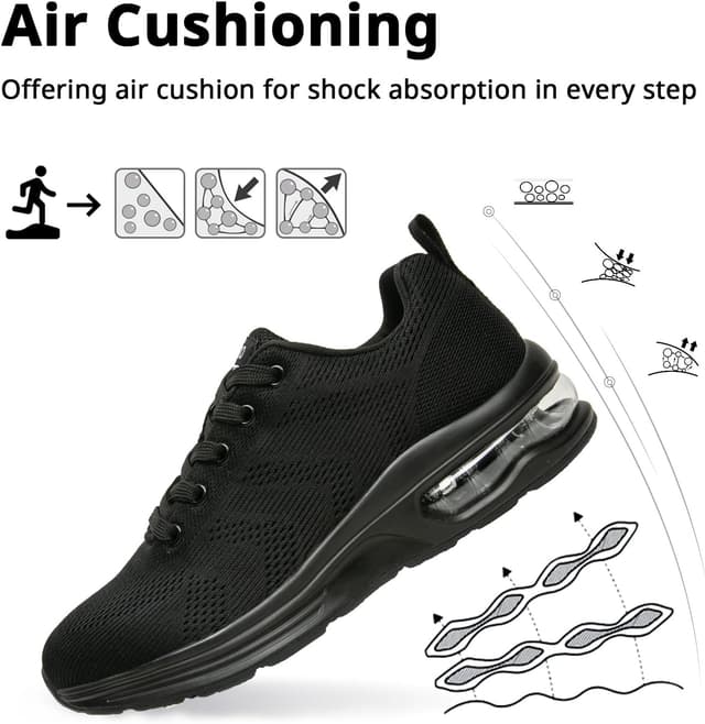 Detalle 1 de Womens Athletic Running Trainers – Breathable Lightweight Walking Shoes with Air Cushion & TPR Grip